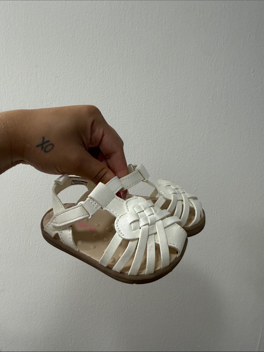 Carters Baby Girl Darlin’ White Woven Sandals - Comfortable Summer Shoes